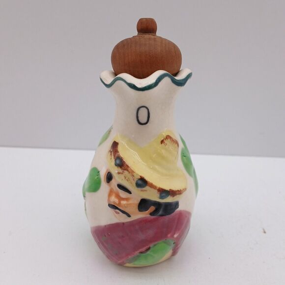 Vintage Oil Dispenser Cruet Bottle Mexican Man Wearing Sombrero with Stopper - Picture 9 of 13